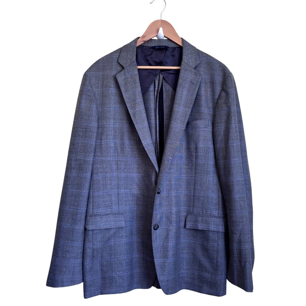 Brooks Brothers Mens Regent Glen Plaid Reda Wool Blazer Sport Coat 44L Gray Blue
